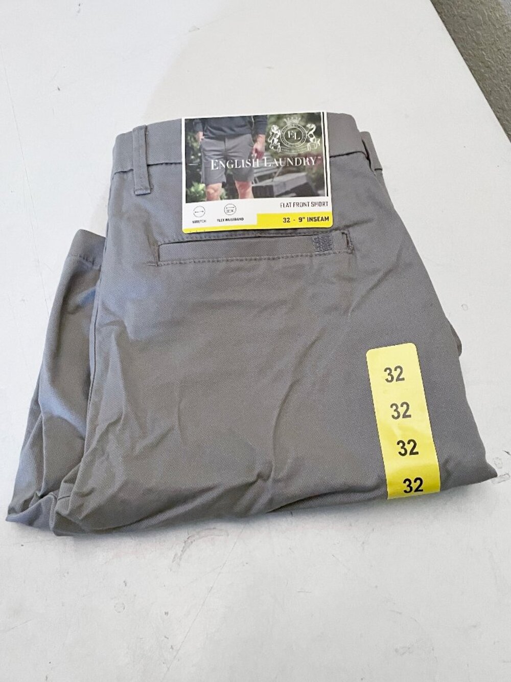 NEW English Laundry Men's Flat Front Stretch Short 32 NWT Grey 9" Flex Waistband - Picture 5 of 8